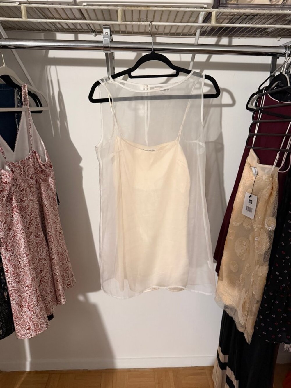 Reformation Vina White Mini Dress Size 6 Small Stain